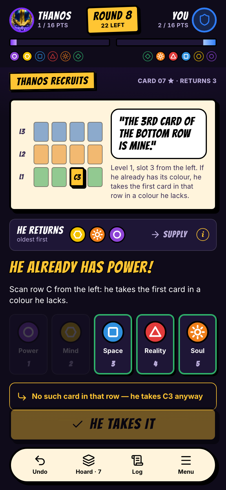 Colour substitution: he already has that colour