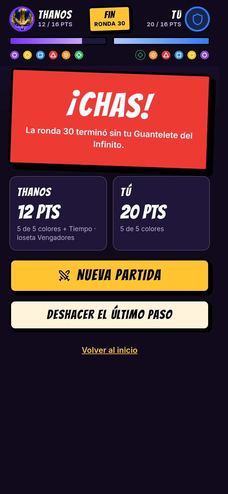 ¡CHAS!: la ronda 30 terminó sin tu Guantelete del Infinito
